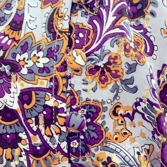 NWOT Soft Surroundings Via Alpina Blouse Paisley with Metallic Gold Threading M - Picture 6 of 6
